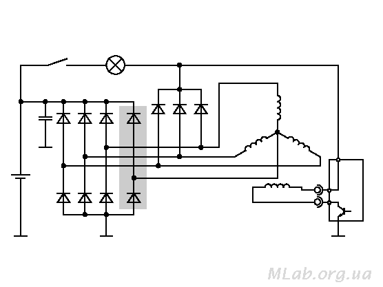 Описание: Схема генераторной установки с дополнительными диодами